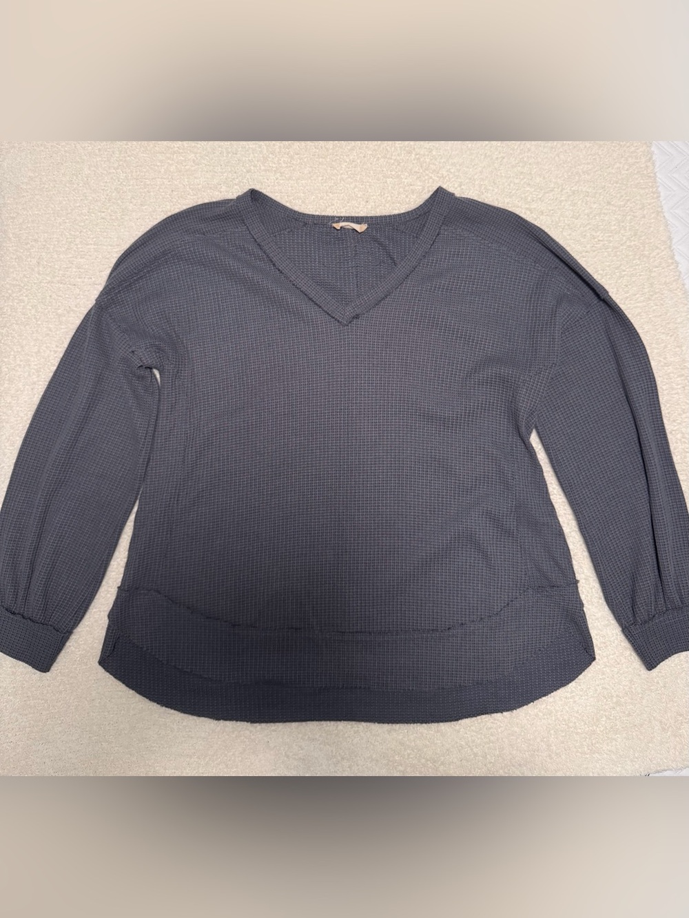 Waffle-Knit V-Neck Women's Top in